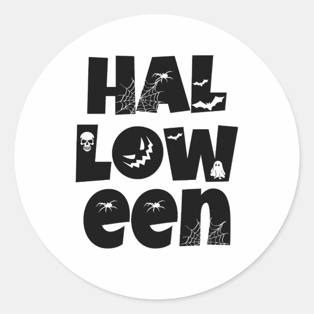 Halloween Typography Runder Aufkleber (Vorderseite)
