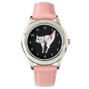 Halloween-Uhr für Mädchen Erschrockenes Katzende Armbanduhr