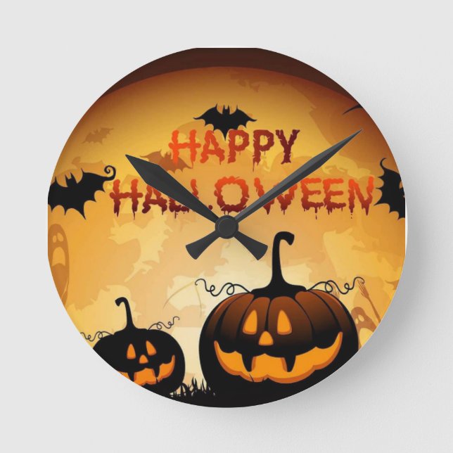 Halloween-Uhr Runde Wanduhr (Vorderseite)