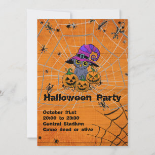 Halloween-Uhu, Kürbis, individuell einstellbar Einladung