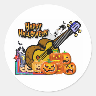 Halloween Ukulele Runder Aufkleber
