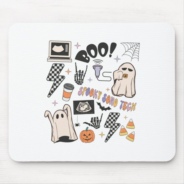 Halloween Ultrasound Tech Herbstsonographin Mousepad (Vorne)