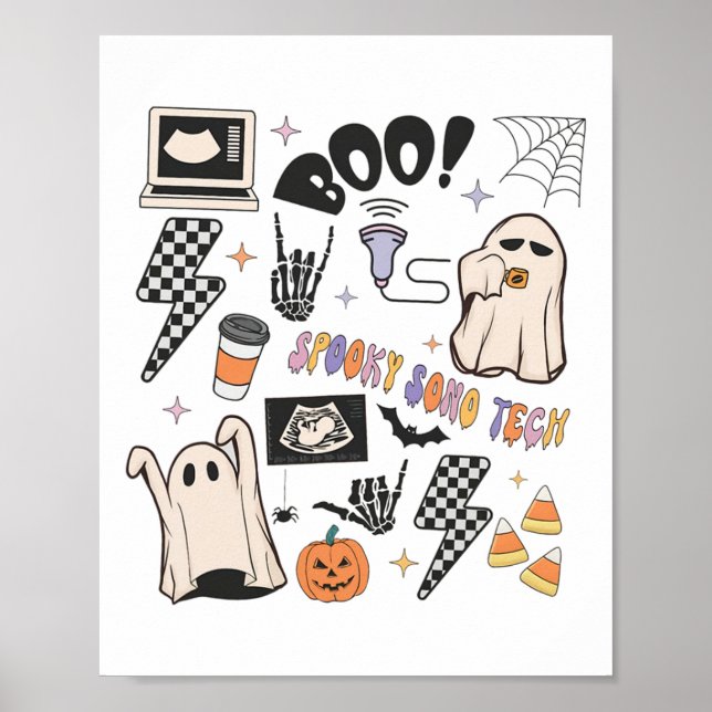 Halloween Ultrasound Tech Herbstsonographin Poster (Vorne)