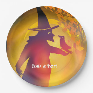 Halloween und Black Bird Trick oder Tweet Pappteller