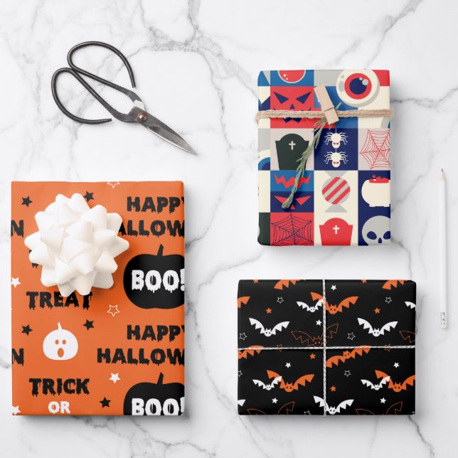 HALLOWEEN UND FALLMUSTER GESCHENKPAPIER SET (Vorderseite)
