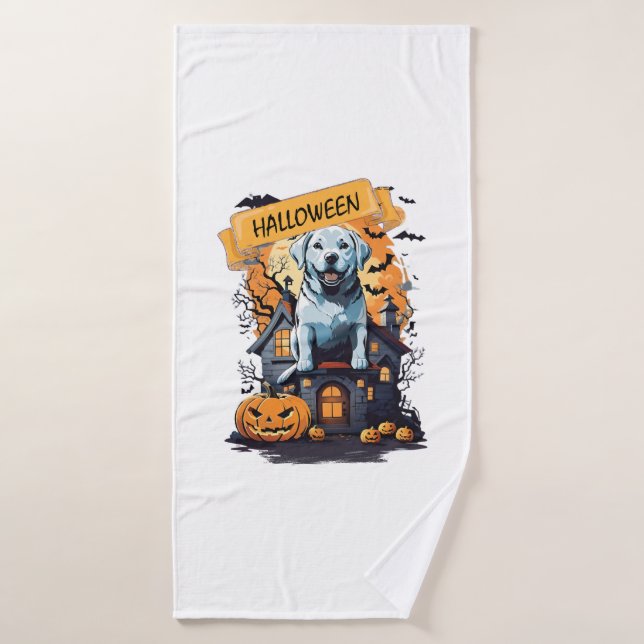 HALLOWEEN UND HUND BADEHANDTUCH (Badehandtuch)