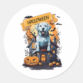 HALLOWEEN UND HUND RUNDER AUFKLEBER