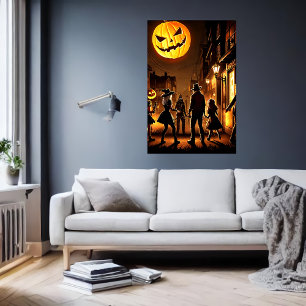 Halloween und Kürbismond AI Art Poster
