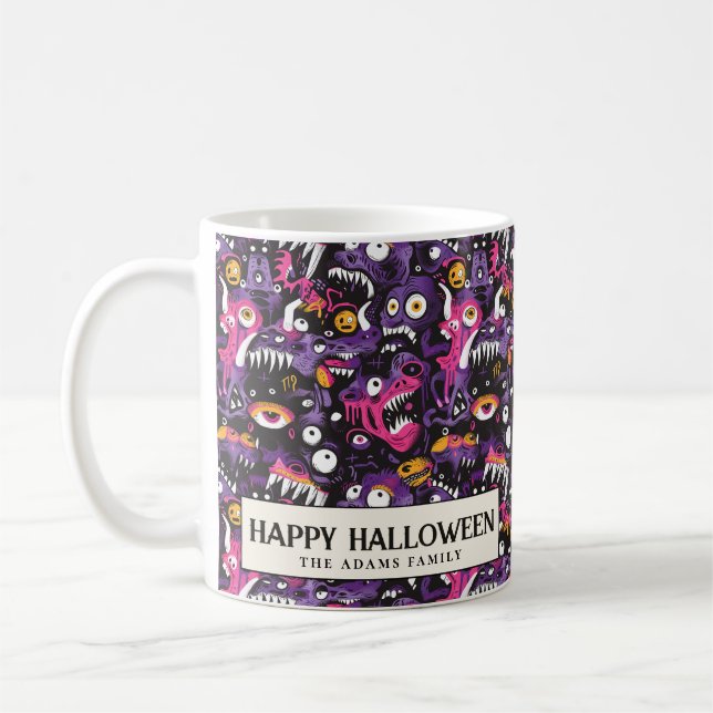 Halloween und Lila Monster Kaffeetasse (Links)