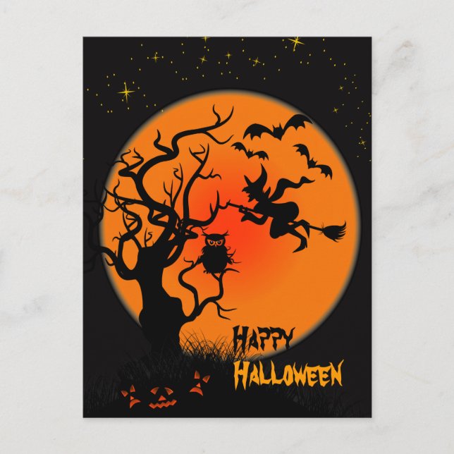 Halloween und Owl Halloween Postkarte (Vorderseite)
