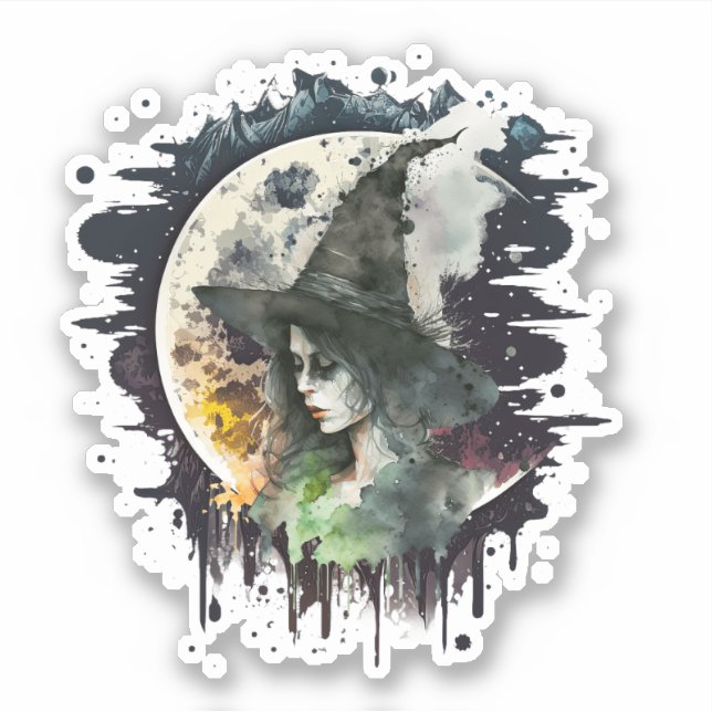 Halloween und Vollmond Aufkleber (Vorderseite)