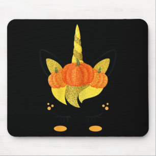 Halloween Unicorn Face Erntedank Pumpkins Girls Mousepad