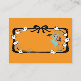 Halloween Unicorn Greeting Bat Orange Platzkarte