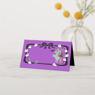 Halloween Unicorn Greeting Bat Purple Place Card Platzkarte