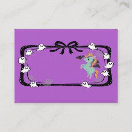 Halloween Unicorn Greeting Bat Purple Platzkarte