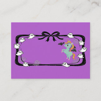 Halloween Unicorn Greeting Bat Purple Platzkarte