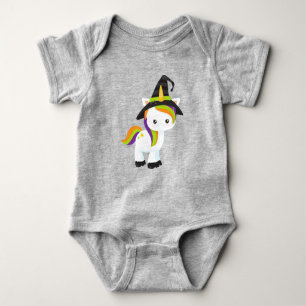 Halloween Unicorn, Niedliches Einhorn, Hexenhut, S Baby Strampler
