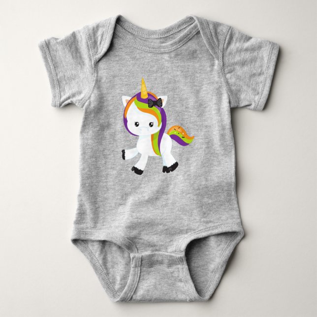 Halloween Unicorn, Niedliches Einhorn, Zaubereinho Baby Strampler (Vorderseite)