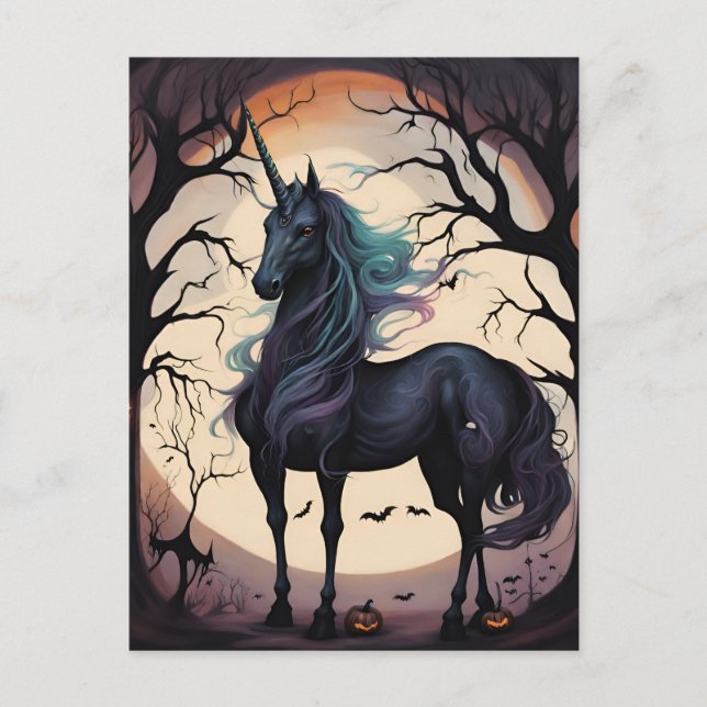 Halloween Unicorn Postkarte (Vorderseite)