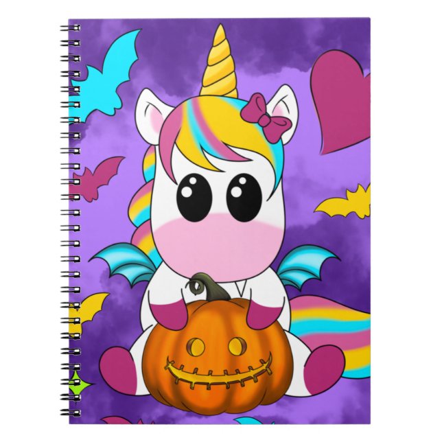Halloween Unicorn Purple Notizblock (Vorderseite)