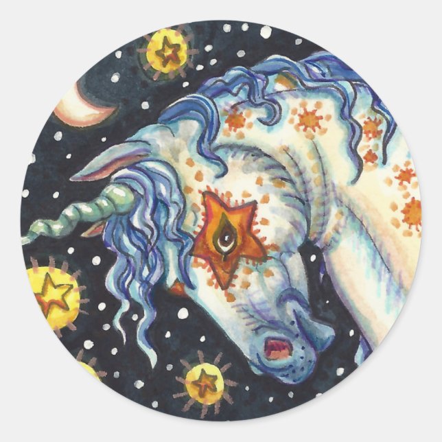 HALLOWEEN UNICORNS, STAR HORSE & COLT FANTASY RUNDER AUFKLEBER (Vorderseite)