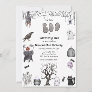 Halloween Unsere kleine Boo Geburtstagsparty Black Einladung