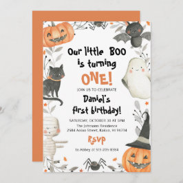 Halloween, unsere kleine Boo Geburtstagsparty Einladung