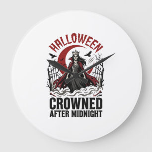 Halloween Untote Königin Mitternachtsaufgang Große Wanduhr