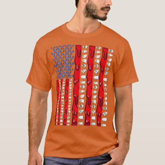 Halloween USA American Flag Jack o lantern Blood & T-Shirt