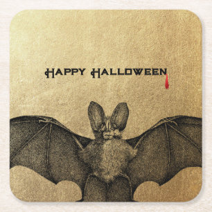 Halloween-Vampir-Fledermaus Gold Rechteckiger Pappuntersetzer
