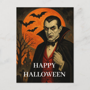 Halloween Vampir Gruselige Nacht Kürbis Postkarte