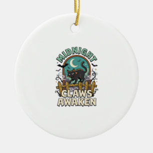 Halloween Vampir Katze Mitternacht Unfug Keramik Ornament