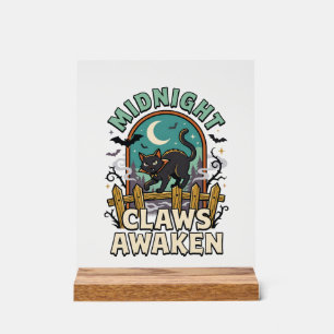 Halloween Vampir Katze Mitternächtiger Unfug Acrylschild