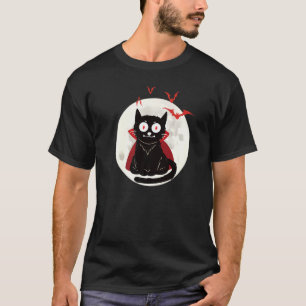 Halloween Vampir Katze Vollmond Fledermäuse Hallow T-Shirt
