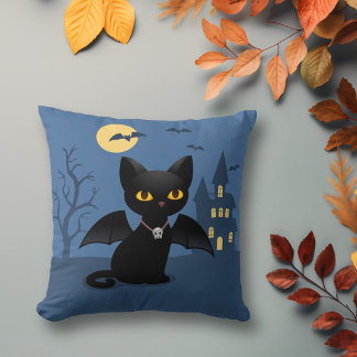 Halloween Vampir schwarze Katze mit Flügeln Kissen