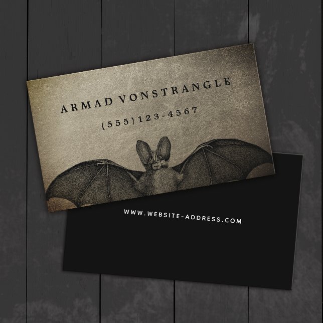 Halloween Vampire Bat Bronze Business Card Visitenkarte (Von Creator hochgeladen)