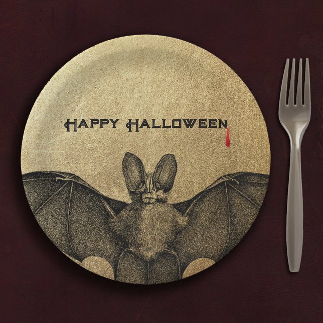 Halloween Vampire Bat Gold Pappteller (Von Creator hochgeladen)