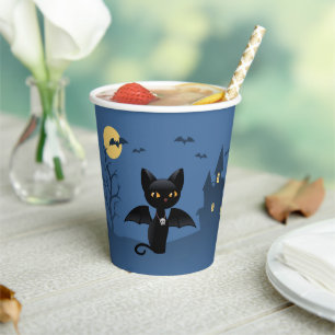 Halloween Vampire Black Cat mit Flügeln Pappbecher