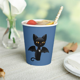 Halloween Vampire Black Cat mit Flügeln Pappbecher