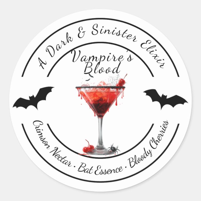 Halloween | Vampire Blood Cocktail | Spooky Drink Runder Aufkleber (Vorderseite)
