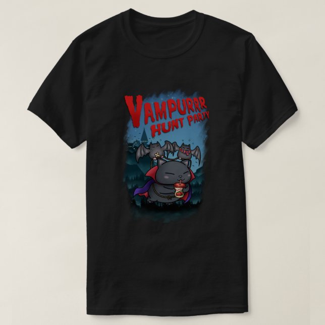 Halloween Vampire Cat Vampurr T-Shirt (Design vorne)