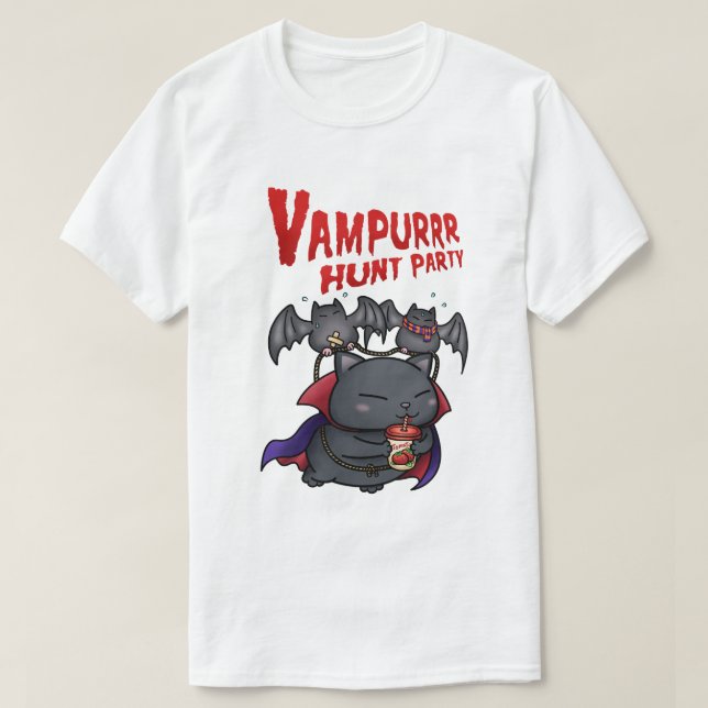 Halloween Vampire Cat Vampurr T-Shirt (Design vorne)