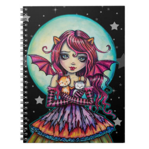 Halloween Vampire Fairy mit zwei Katzen Notizblock