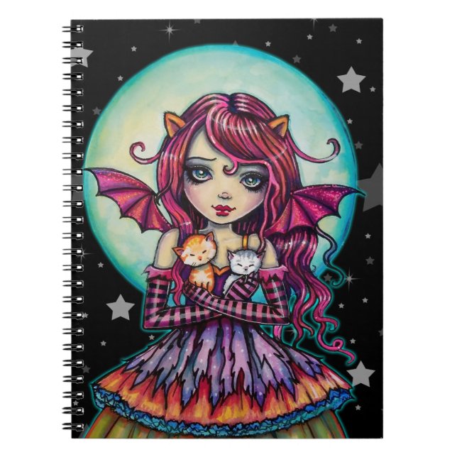 Halloween Vampire Fairy mit zwei Katzen Notizblock (Vorderseite)