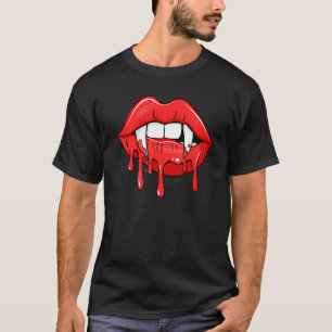 Halloween Vampire Fangs Weibliche Lippen Blut T-Shirt