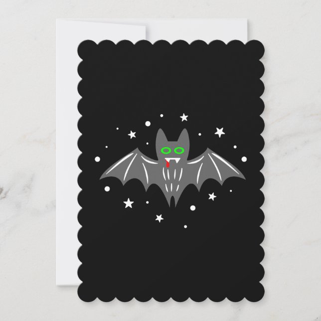 Halloween Vampire Fledermaus knusprige Sterne Einladung (Vorderseite)