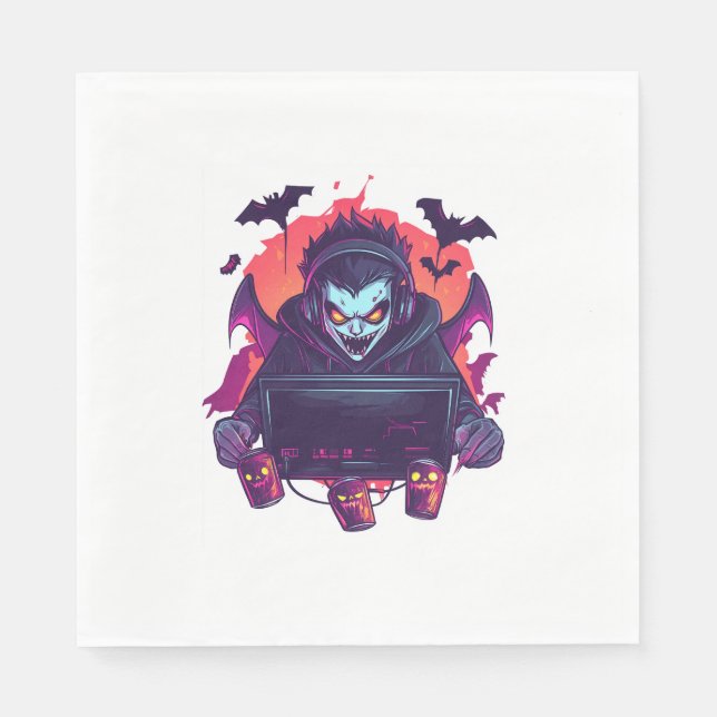 Halloween Vampire Gamer Serviette (Vorderseite)