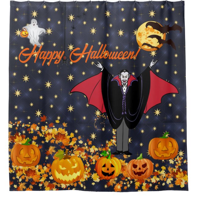 Halloween Vampire Ghost Pumpkins Personalisieren Duschvorhang (Vorderseite)