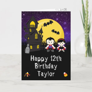 Halloween-Vampire Lila Alles Gute zum Geburtstag  Karte