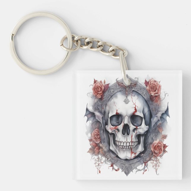Halloween Vampire Skull Art Schlüsselanhänger (Vorderseite)